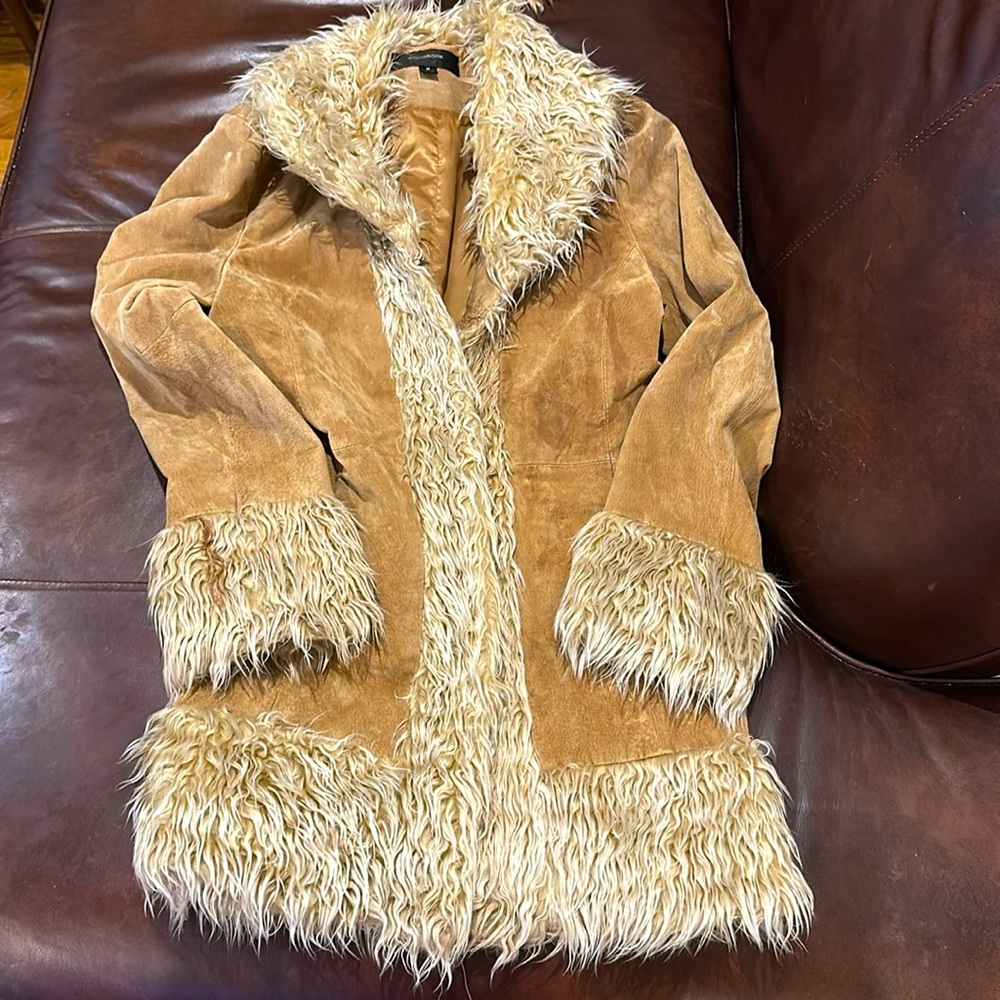 Women’s Genuine Leather/Suede Coat, Size Medium